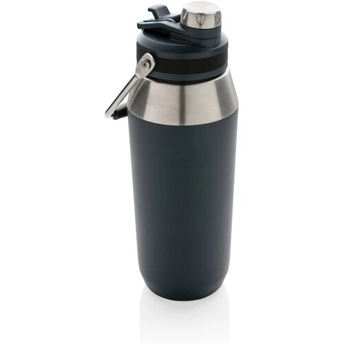 Vacuüm roestvrijstalen fles met duo-functie deksel 1L donkerblauw 1000 ml