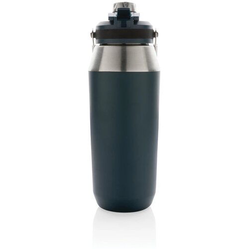 Vacuüm roestvrijstalen fles met duo-functie deksel 1L donkerblauw 1000 ml