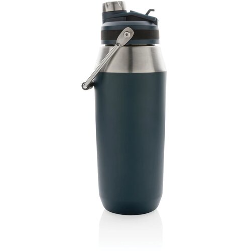 Vacuüm roestvrijstalen fles met duo-functie deksel 1L donkerblauw 1000 ml