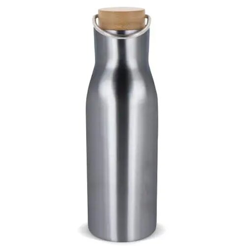 Thermo fles met bamboe deksel Zilver 500 ml