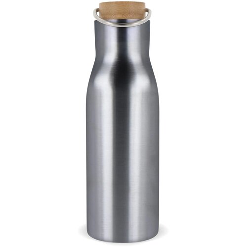 Thermo fles met bamboe deksel Zilver 500 ml