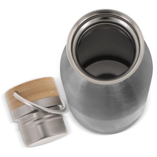 Thermo fles met bamboe deksel Zilver 500 ml