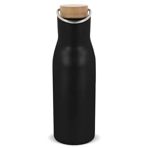Thermo fles met bamboe deksel Zwart 500 ml