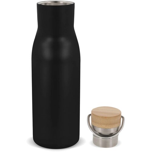 Thermo fles met bamboe deksel Zwart 500 ml