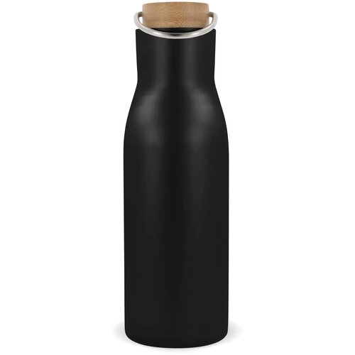 Thermo fles met bamboe deksel Zwart 500 ml
