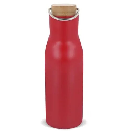Thermo fles met bamboe deksel Rood 500 ml