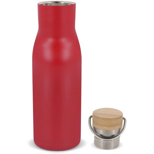 Thermo fles met bamboe deksel Rood 500 ml