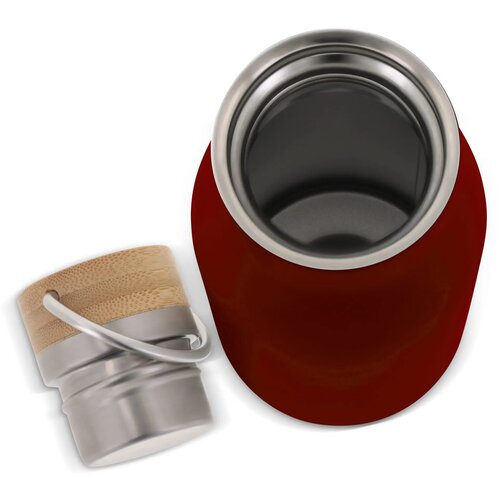 Thermo fles met bamboe deksel Rood 500 ml