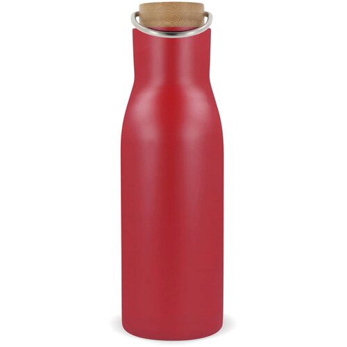 Thermo fles met bamboe deksel Rood 500 ml