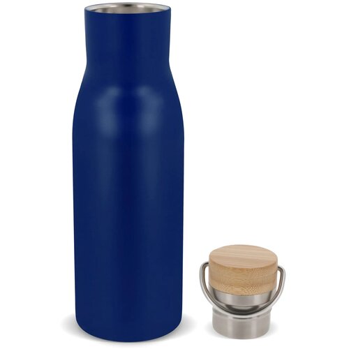 Thermo fles met bamboe deksel Blauw 500 ml