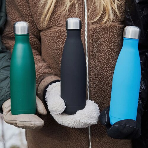 Sagaform Nils stalen fles Rubber 500ml zwart 500 ml