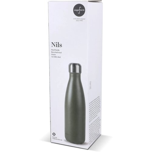Sagaform Nils stalen fles gepoedercoat 500 ml dried green 500 ml