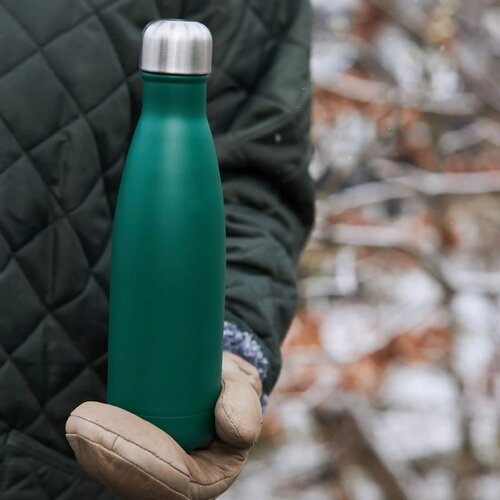 Sagaform Nils stalen fles gepoedercoat 500 ml donker groen 500 ml