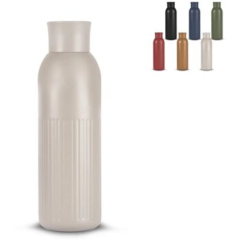 Sagaform Tekla Push stalen fles met druk dop gerecycled) 500 ml dried green