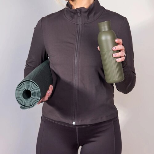 Sagaform Tekla Push stalen fles met druk dop gerecycled) 500 ml dried green 500 ml
