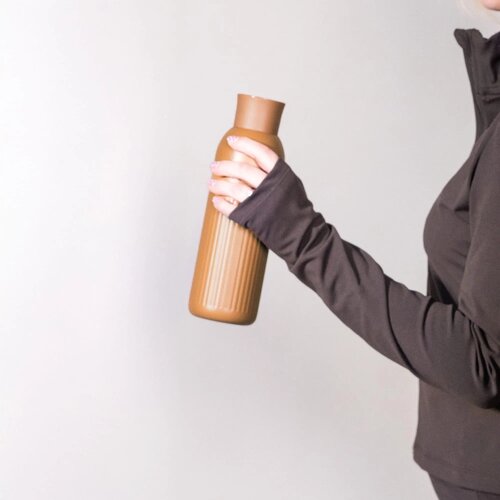 Sagaform Tekla Push stalen fles met druk dop gerecycled) 500 ml bruin 500 ml