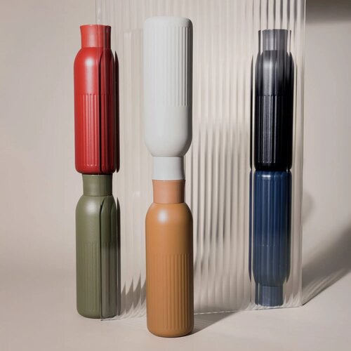 Sagaform Tekla Push stalen fles met druk dop gerecycled) 500 ml beige 500 ml