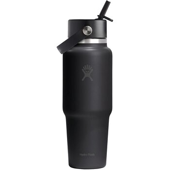 Hydro Flask Wide Mouth Travel Bottle With Flex Straw Cap Waterfles Zwart 946 ml