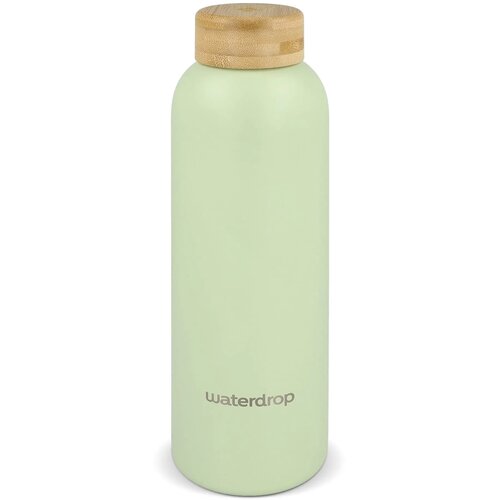 Waterdrop Roestvrijstalen Fles met Bamboe dop 600ml donker bruin / groen 600 ml