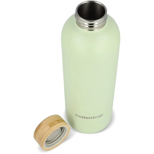 Waterdrop Roestvrijstalen Fles met Bamboe dop 600ml donker bruin / groen 600 ml