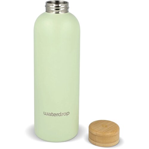 Waterdrop Roestvrijstalen Fles met Bamboe dop 600ml donker bruin / groen 600 ml
