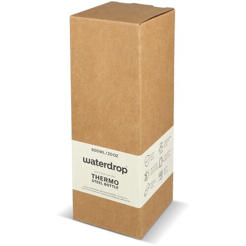 Waterdrop Roestvrijstalen Fles met Bamboe dop 600ml grijs - blauw 600 ml