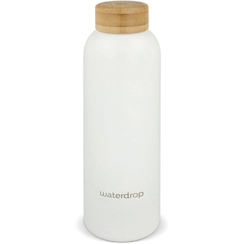 Waterdrop Roestvrijstalen Fles met Bamboe dop 600ml wit 600 ml