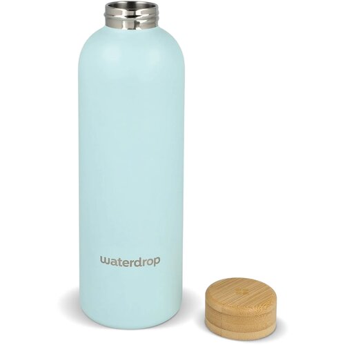 Waterdrop Roestvrijstalen Fles met Bamboe dop 600ml pastel blauw 600 ml