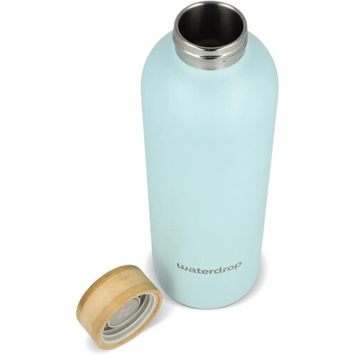 Waterdrop Roestvrijstalen Fles met Bamboe dop 600ml pastel blauw 600 ml