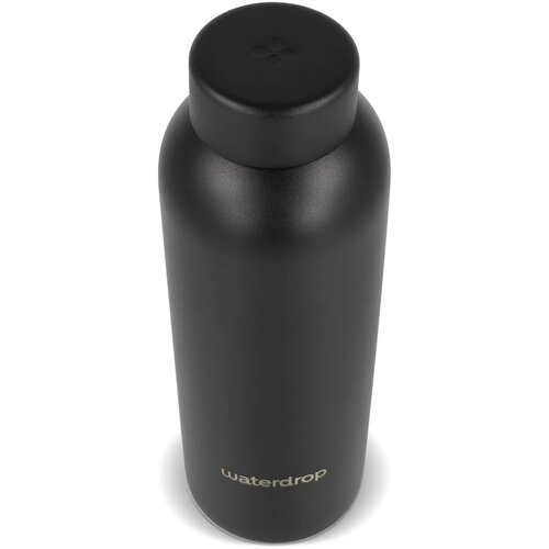 Waterdrop roestvrijstalen fles met stalen dop Zwart 600 ml