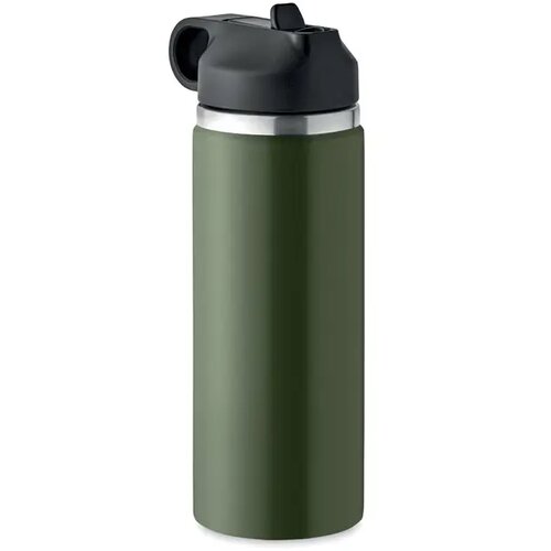 Gerecycled RVS thermosfles met rietje Groen 500 ml