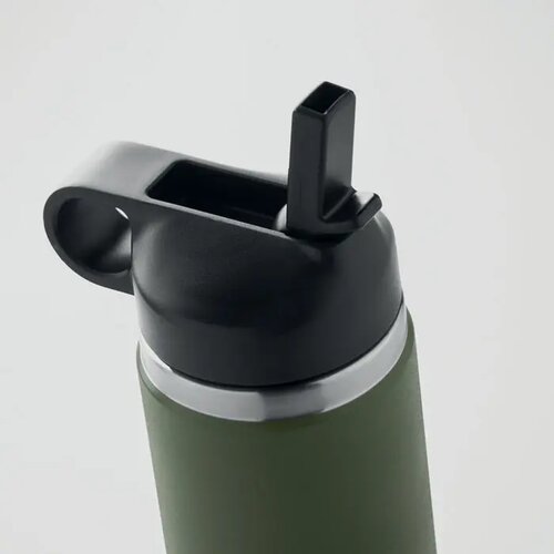 Gerecycled RVS thermosfles met rietje Groen 500 ml