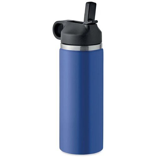 Gerecycled RVS thermosfles met rietje 500 ml Blauw 500 ml