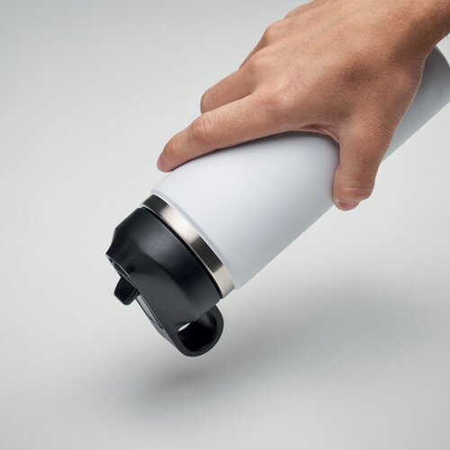 Gerecycled RVS thermosfles met rietje 500 ml Wit 500 ml
