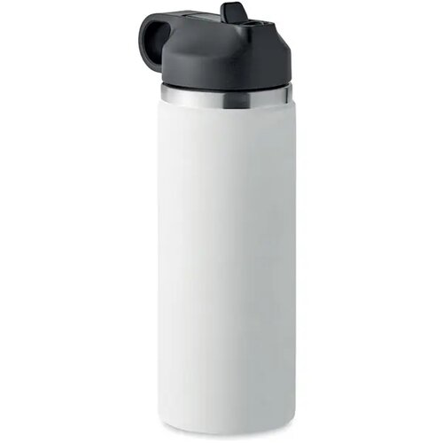 Gerecycled RVS thermosfles met rietje Wit 500 ml