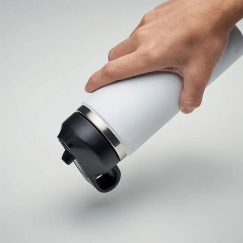 Gerecycled RVS thermosfles met rietje Wit 500 ml