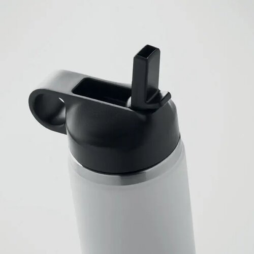 Gerecycled RVS thermosfles met rietje Wit 500 ml