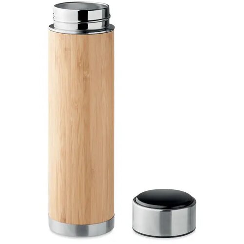 Bamboe thermosfles met thermometer Bruin 480 ml