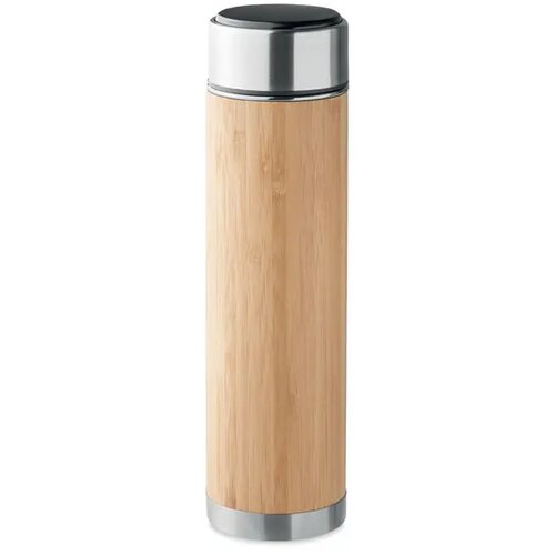 Bamboe thermosfles met thermometer Bruin 480 ml