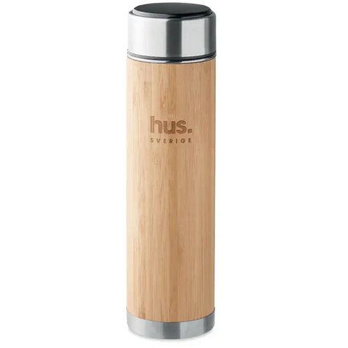 Bamboe thermosfles met thermometer Bruin 480 ml