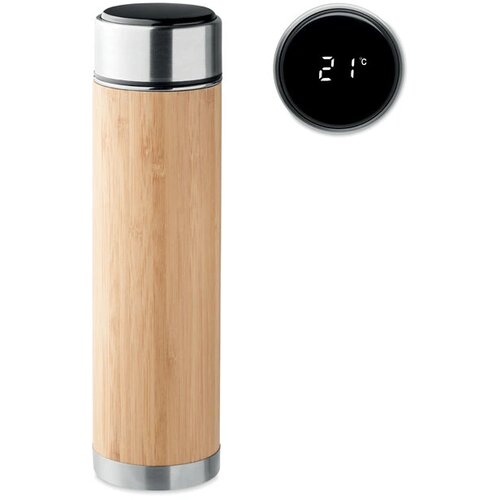 Bamboe thermosfles met thermometer 480 ml Bruin 480 ml