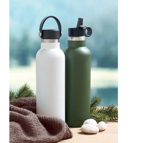 RVS isoleerfles met rietje Wit 700 ml