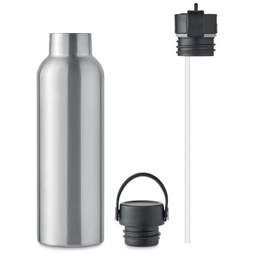 RVS isoleerfles met rietje 700 ml Zilver 700 ml