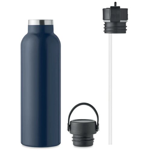 RVS isoleerfles met rietje 700 ml Kobaltblauw 700 ml