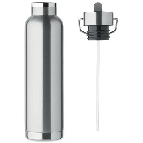 Dubbelwandige isoleerfles met rietje 660 ml Zilver