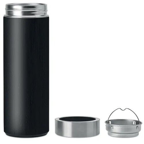 Dubbelwandige thermosfles met theezeef Zwart 400 ml