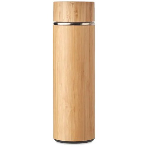 Bamboe thermosfles met theezeef Bruin 400 ml