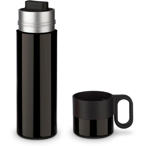 Thermofles met beker en handvat Zwart 500 ml
