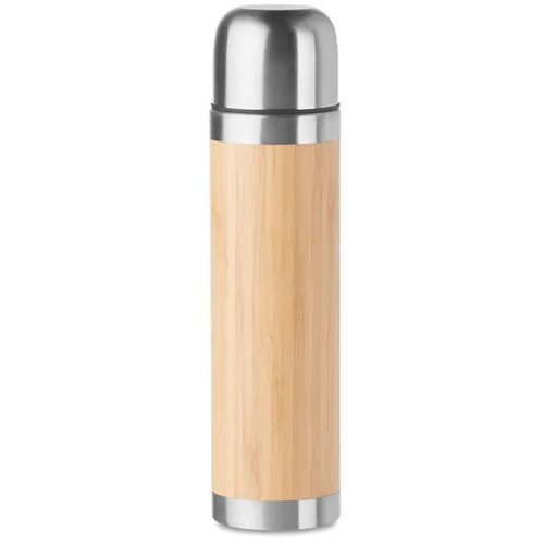 RVS thermosfles met bamboe Bruin 400 ml