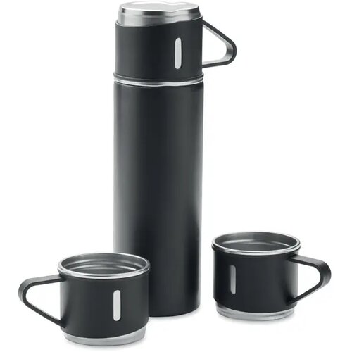 Dubbelwandige fles en bekerset Sharm Zwart 420 ml